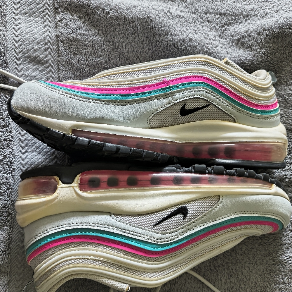 Nike Women's Air Max 97 Pure Platinum Black Pink Prime Sz 8.5 School (Tiny Flaw) - Picture 7 of 14